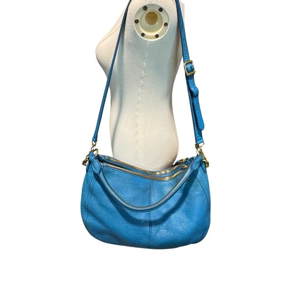 J.Crew Biennial Hobo Pebbled Leather. 100% Leather, Blue. pre owned - Picture 1 of 13